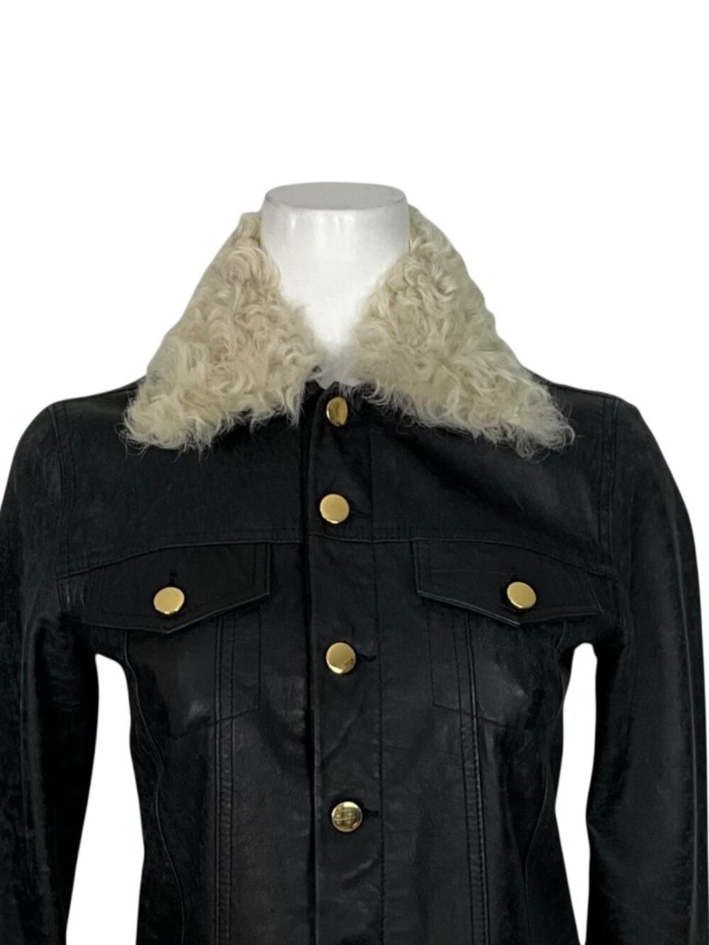 Derek Lam 10 Crosby Shearling Collar Leather Jacket 4 Indigo - Picture 10 of 15